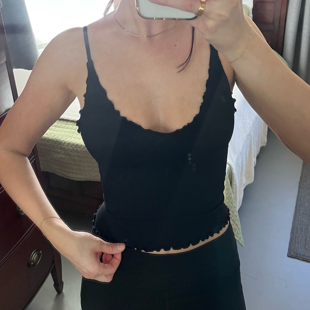 Free People Black Scalloped Camisole